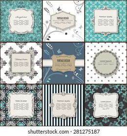 Elegant frame on pattern set.