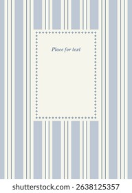 Elegant frame on striped background. Vector illustration.