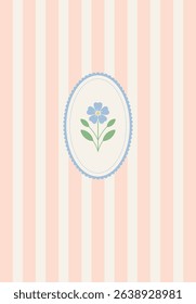 Elegant frame on striped background. Vector illustration.