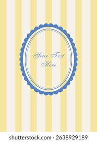 Elegant frame on striped background. Vector illustration.