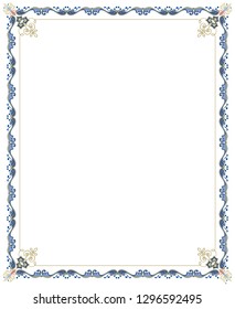 Elegant frame on white background with floral ornament in arabic style.