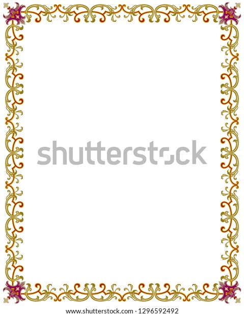 Elegant frame on white background with floral\
ornament in arabic\
style.