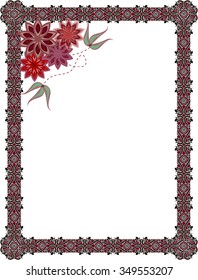 Elegant frame with ornament and flowers vector