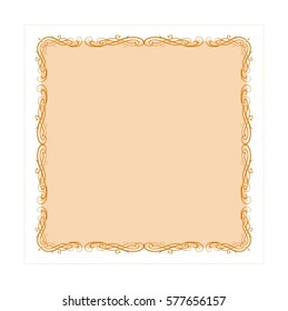 Elegant frame with ornaments gold on a light background with thin lines decoration