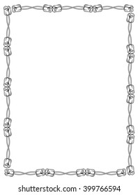 Elegant frame with outline tulips. Vector clip art.