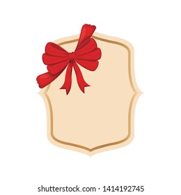 elegant frame with ribbon isolated icon