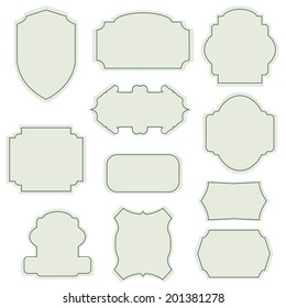 elegant frame and ribbon set. Vector illustration.