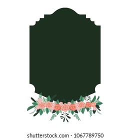 elegant frame with roses decorative