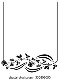 Elegant frame with roses silhouettes