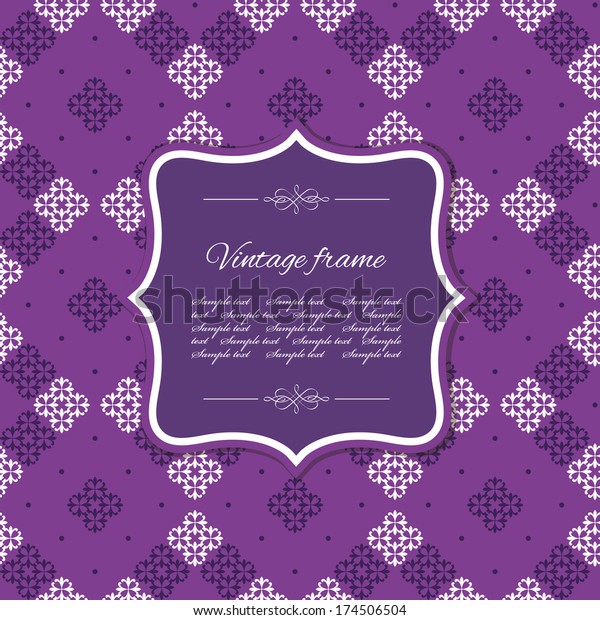 Elegant frame with sample text on seamless\
geometrical background. Vector\
illustration.