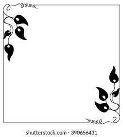 Elegant frame with silhouettes of decorative plants