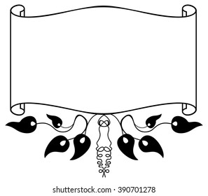 Elegant frame with silhouettes of decorative plants