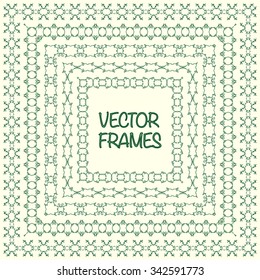 Elegant frame templates. Borders design. Square frames set. Vintage decorative elements. Vector illustration. Page decoration.