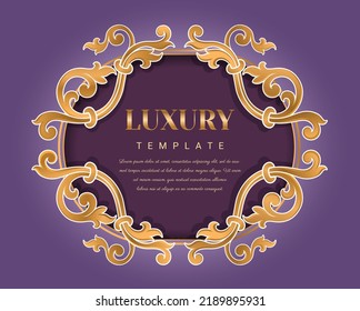 Elegant frame vector, Eastern style, Golden outline floral border, decorative adornment for invitations and greeting cards.