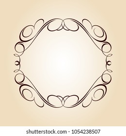 Elegant frame. Vector illustration. Brown on beige.