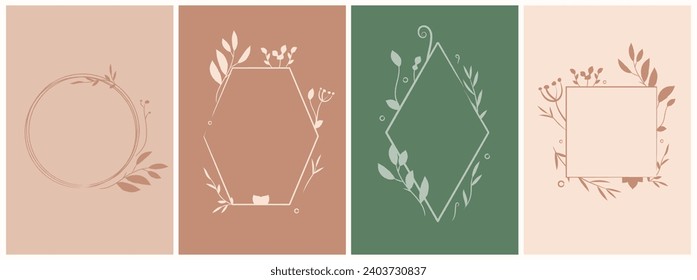 Elegant frames with hand drawn flowers and leaves, design templates watercolor.Vector backgrounds for wedding invitations, greeting cards,social media