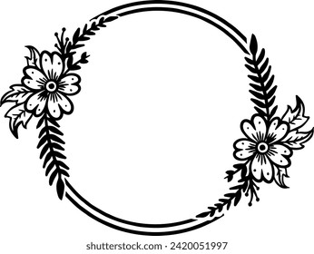 marcos elegantes con flores dibujadas a mano y hojas