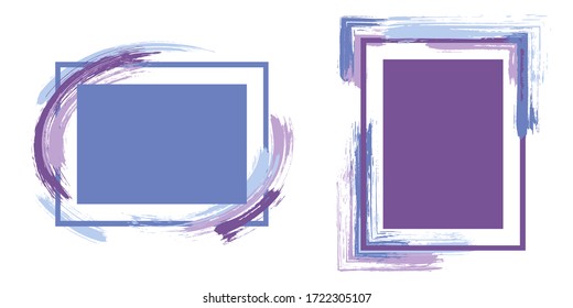 Elegant frames with paint brush strokes vector collection. Box borders with painted brushstrokes backgrounds. Educational graphics design empty frame templates for banners, flyers, posters, cards.