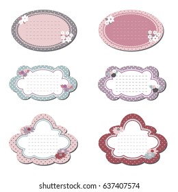 Elegant frames for paintings, decorated in pastel colours. Set of stickers in a vintage style. Vector illustration