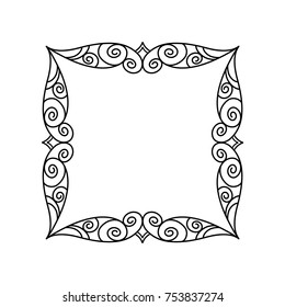 Elegant frame.Vector illustration. Black on white.