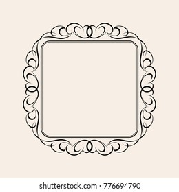 Elegant frame.Vector illustration. Black on beige .