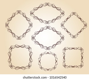 Elegant frame.Vector illustration.Brown on beige.