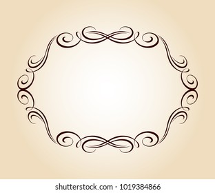Elegant frame.Vector illustration.Brown on beige.