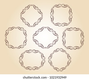 Elegant frame.Vector illustration.Brown on beige.