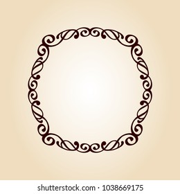 Elegant frame.Vector illustration.Brown on beige.
