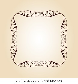 Elegant frame.Vector illustration.Brown on beige.