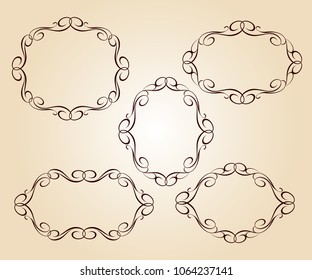 Elegant frame.Vector illustration.Brown on beige.