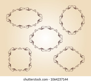 Elegant frame.Vector illustration.Brown on beige.