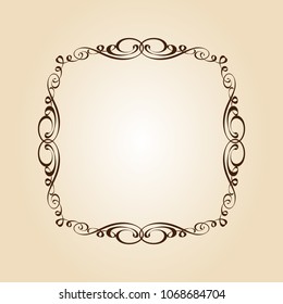 Elegant frame.Vector illustration.Brown on beige.