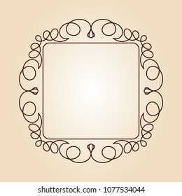 Elegant frame.Vector illustration.Brown on beige.