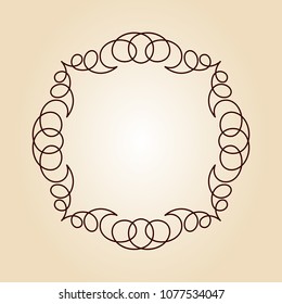 Elegant frame.Vector illustration.Brown on beige.