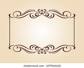 Elegant frame.Vector illustration.Brown on beige.