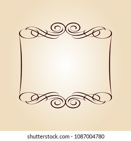 Elegant frame.Vector illustration.Brown on beige.