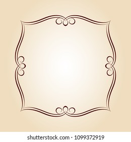 Elegant frame.Vector illustration.Brown on beige.