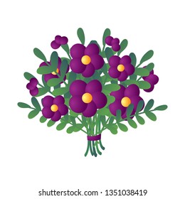 Elegant fresh bouquet of beautiful purple flowers on white background