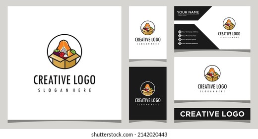 elegante Design-Vorlage für das Obstlogo mit Visitenkartendesign