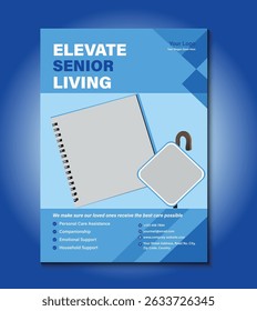 Elegant and fully editable flyer template for home senior care services. Ideal for promoting in-home assistance, elderly support, healthcare solutions, and compassionate caregiving providers.