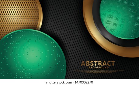 Elegant and futuristic abstract realistic decoration circle shape. with red and gold glitters. vector illustration
