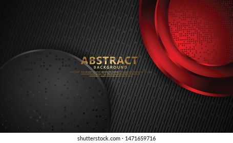 Elegant and futuristic abstract realistic decoration circle shape. with Black and red color textures and glitters. vector illustration
