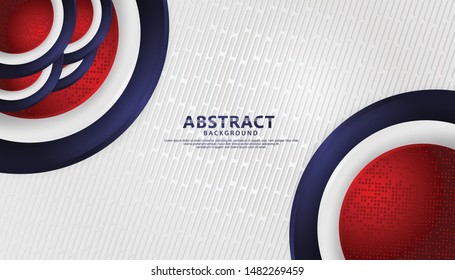 Elegant and futuristic abstract realistic decoration circle shape and with white, red and blue color background. vector illustration