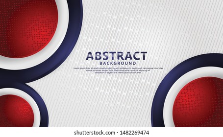 Elegant and futuristic abstract realistic decoration circle shape and with white, red and blue color background. vector illustration