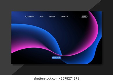 Elegant Futuristic Landing Page with Glossy Gradient Waves