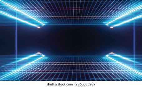 Elegante luz futurista y reflexión con el vector de fondo de línea de cuadrícula Ilustración