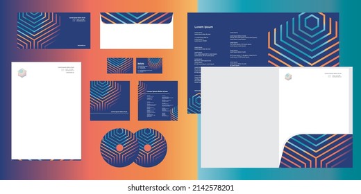Elegant Futuristic Lines Abstract Connected Modern Corporate Business Identity Stationery