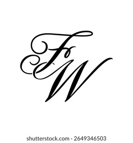 Elegant FW Monogram Logo in Black Script – Luxury Calligraphy Initial Design on White Background