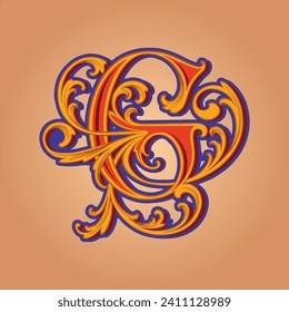 Elegant G monogram logo classic charm vector illustrations for your work logo, merchandise t-shirt, stickers and label designs, poster, greeting cards advertising business company or brands